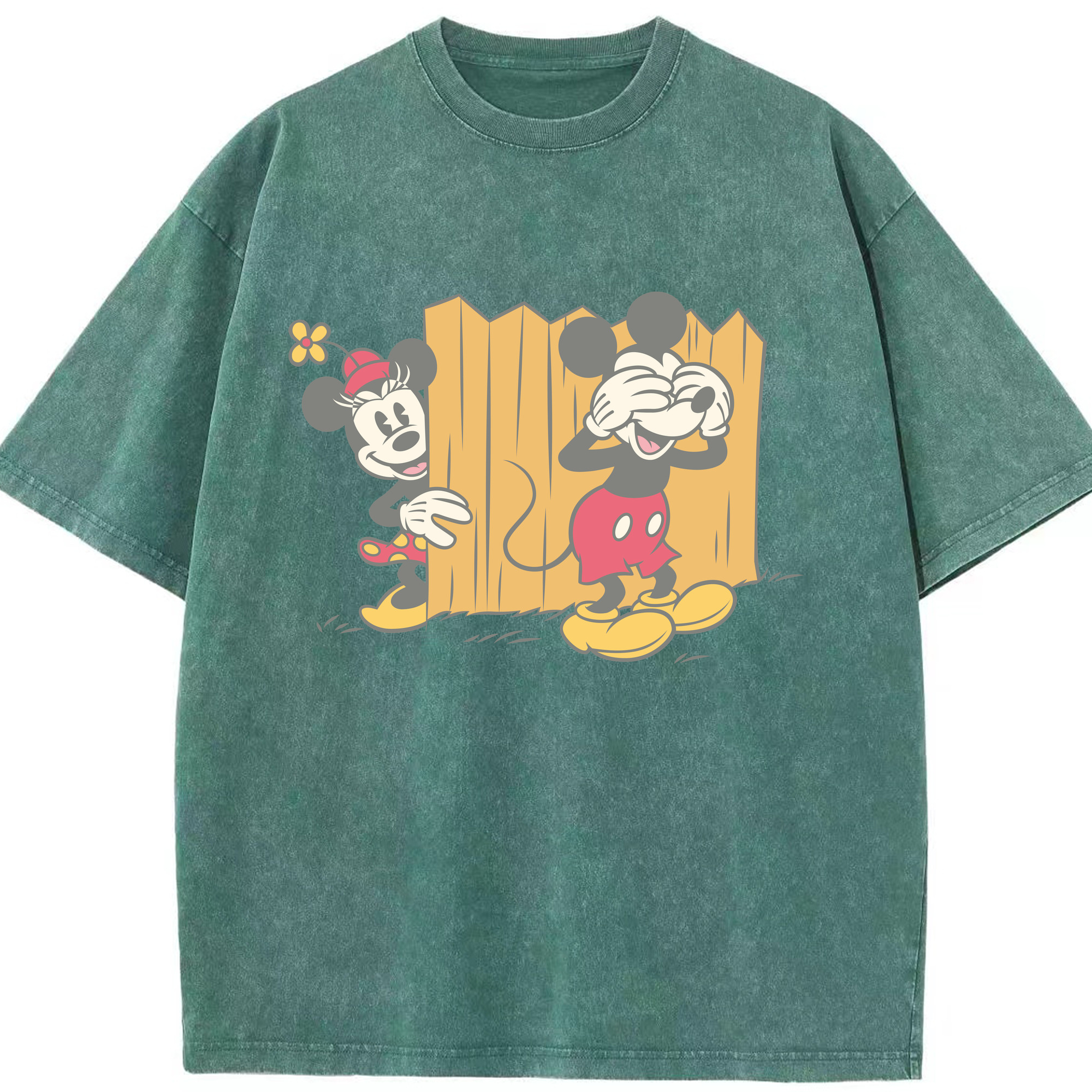 （画像用） ミッキーマウス Mickey Mouse 綿100% ヴィンテージ風 半袖Tシャツ（フロントプリント）